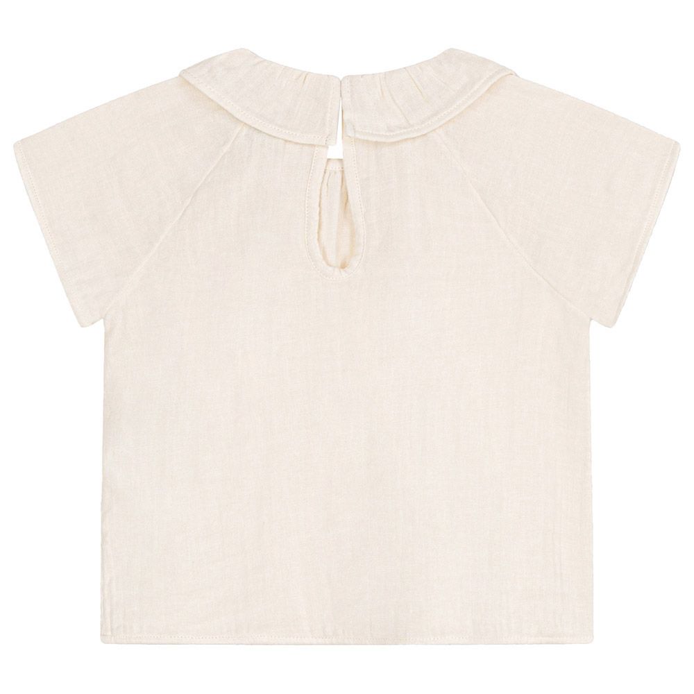 Petit Bateau - Baby's Short Sleeves Cotton Gauze Blouse - White