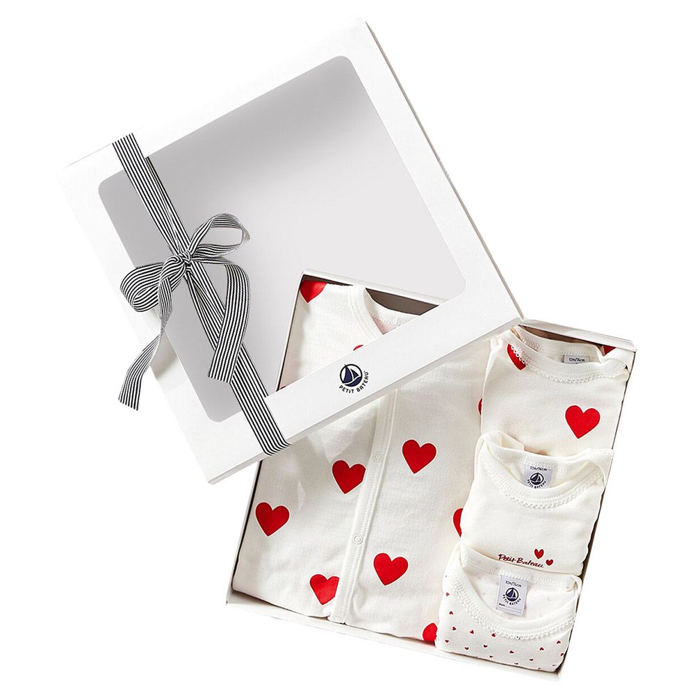 Petit Bateau - 4pc-Set - Baby's Heart Patterned Gift Set