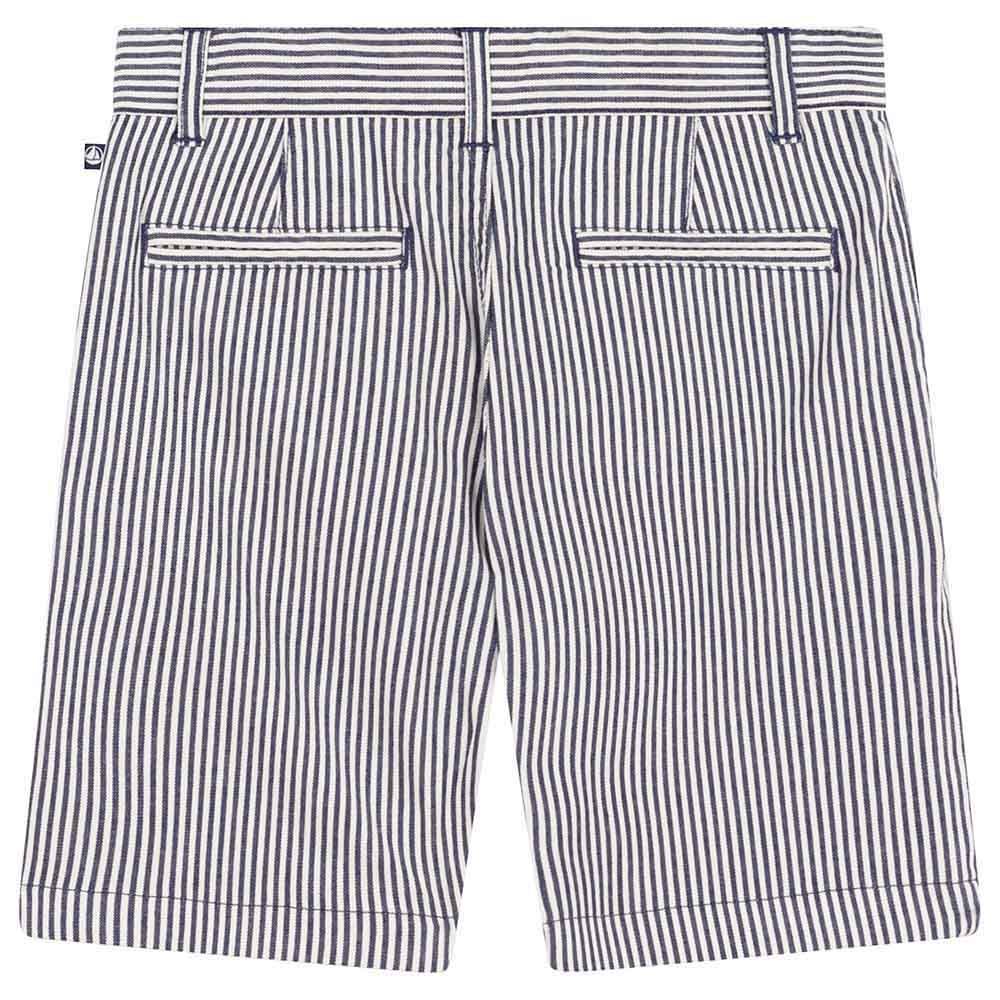 Petit Bateau - Boy's Stripy Cotton Bermuda Shorts - Blue/White