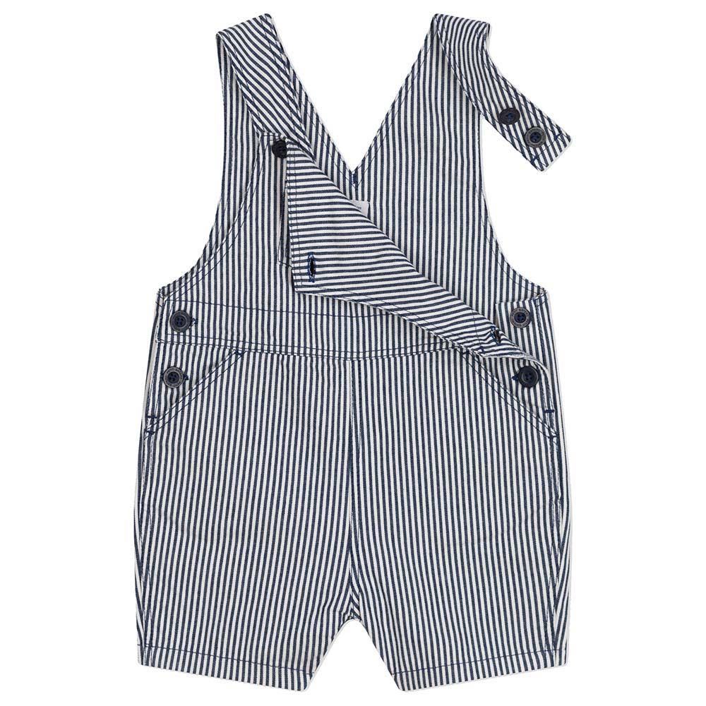 Petit Bateau - Baby's Short Canvas Dungarees - Blue/White