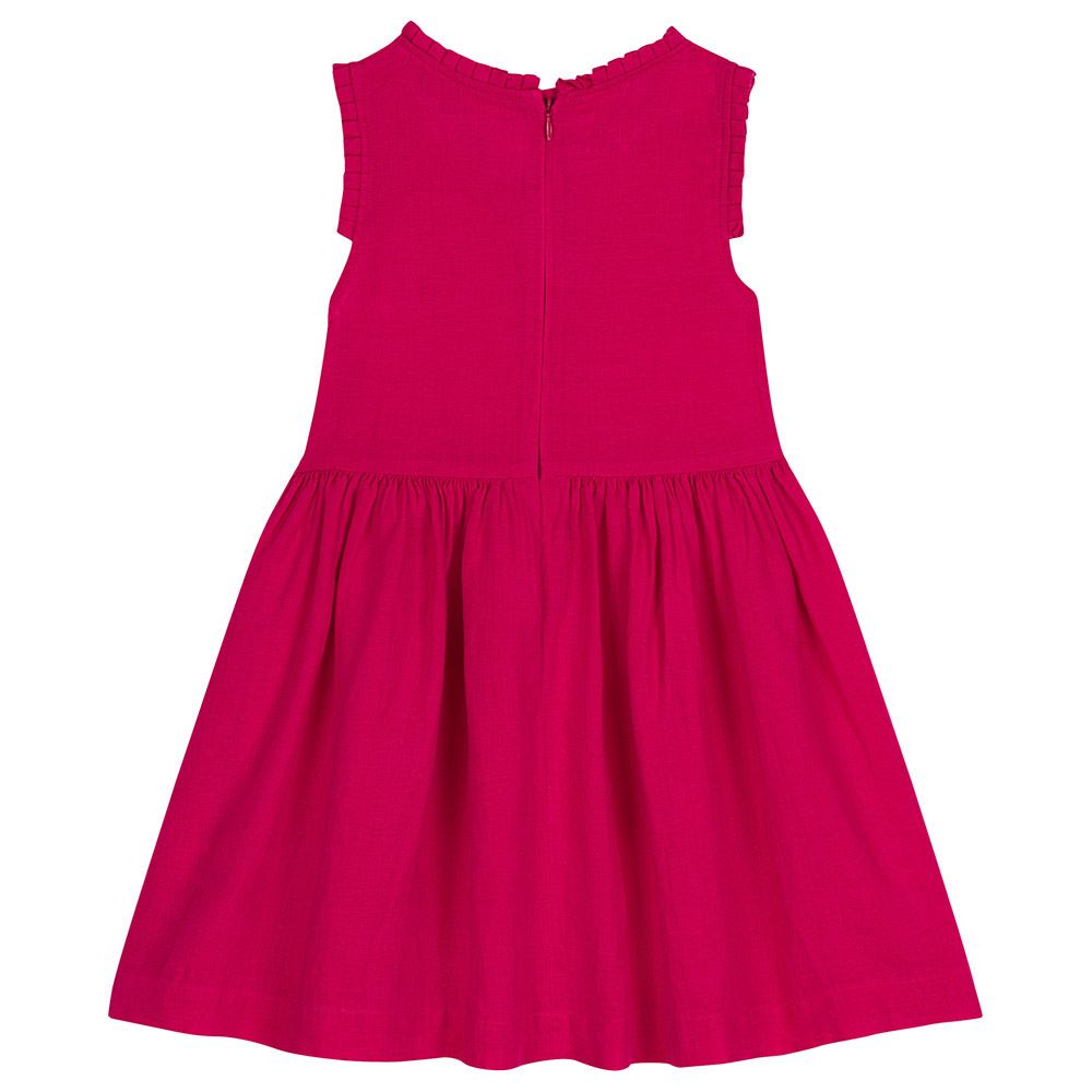 Petit Bateau - Girl's Sleeveless Linen Dress - Pink