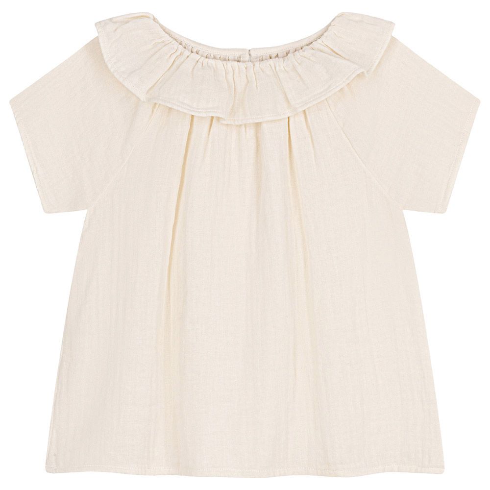 Petit Bateau - Girl's Cotton Gauze Blouse - White