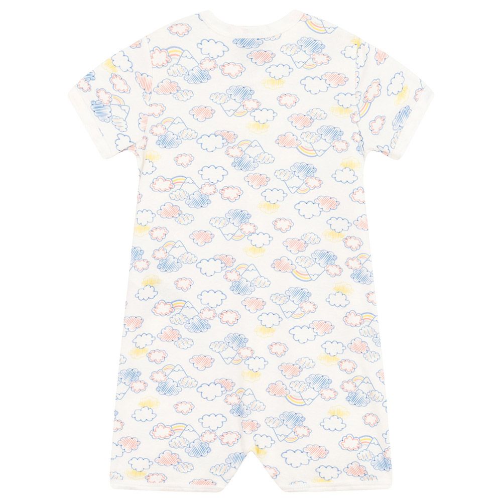 Petit Bateau - Baby's Cotton Rainbow Print Playsuit - White