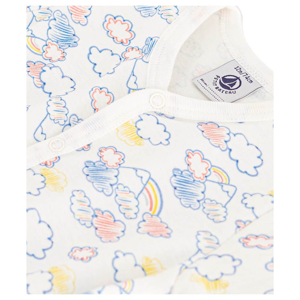 Petit Bateau - Baby's Cotton Rainbow Print Playsuit - White