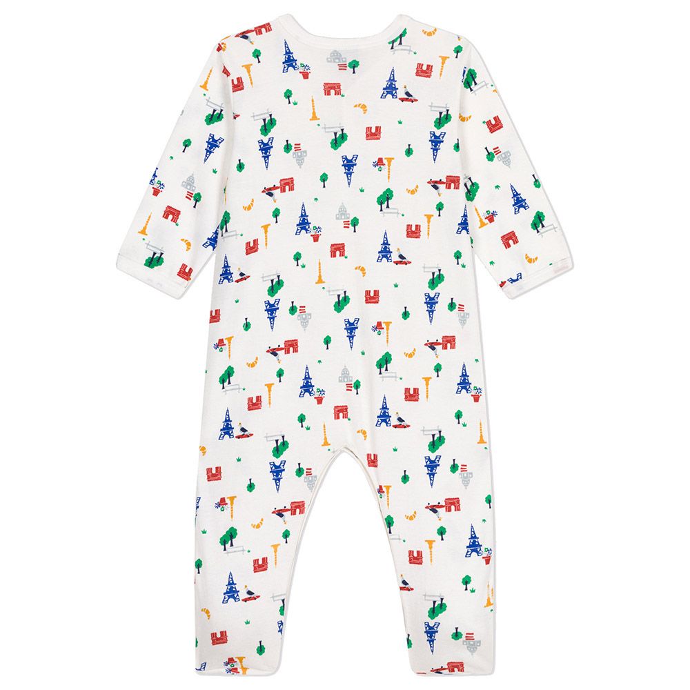 Petit Bateau - Baby's Paris Print Cotton Sleepsuit - White