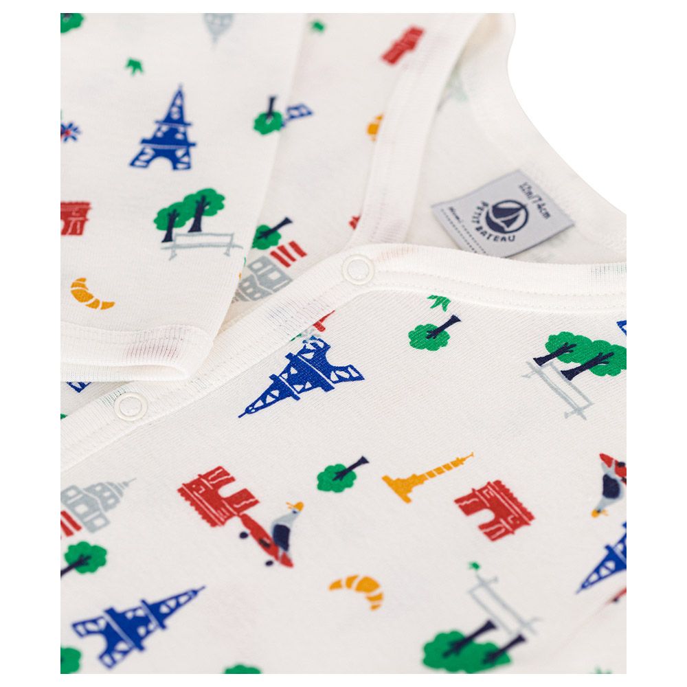 Petit Bateau - Baby's Paris Print Cotton Sleepsuit - White