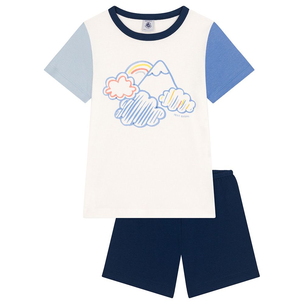 Petit Bateau - 2pc-Set - Boy's Plain Short Cotton Pajama Set