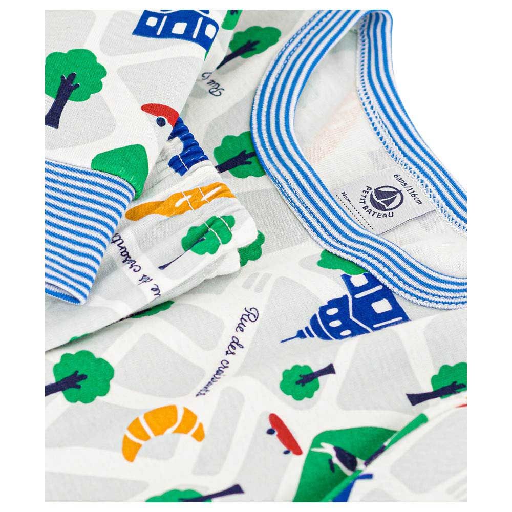 Petit Bateau - 2pc-Set - Boy's Paris Print Cotton Pyjama Set - White