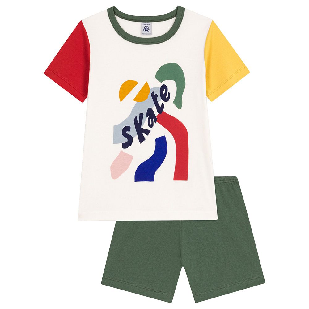 Petit Bateau - 2pc-Set - Boy's Plain Cotton Short Pyjama Set