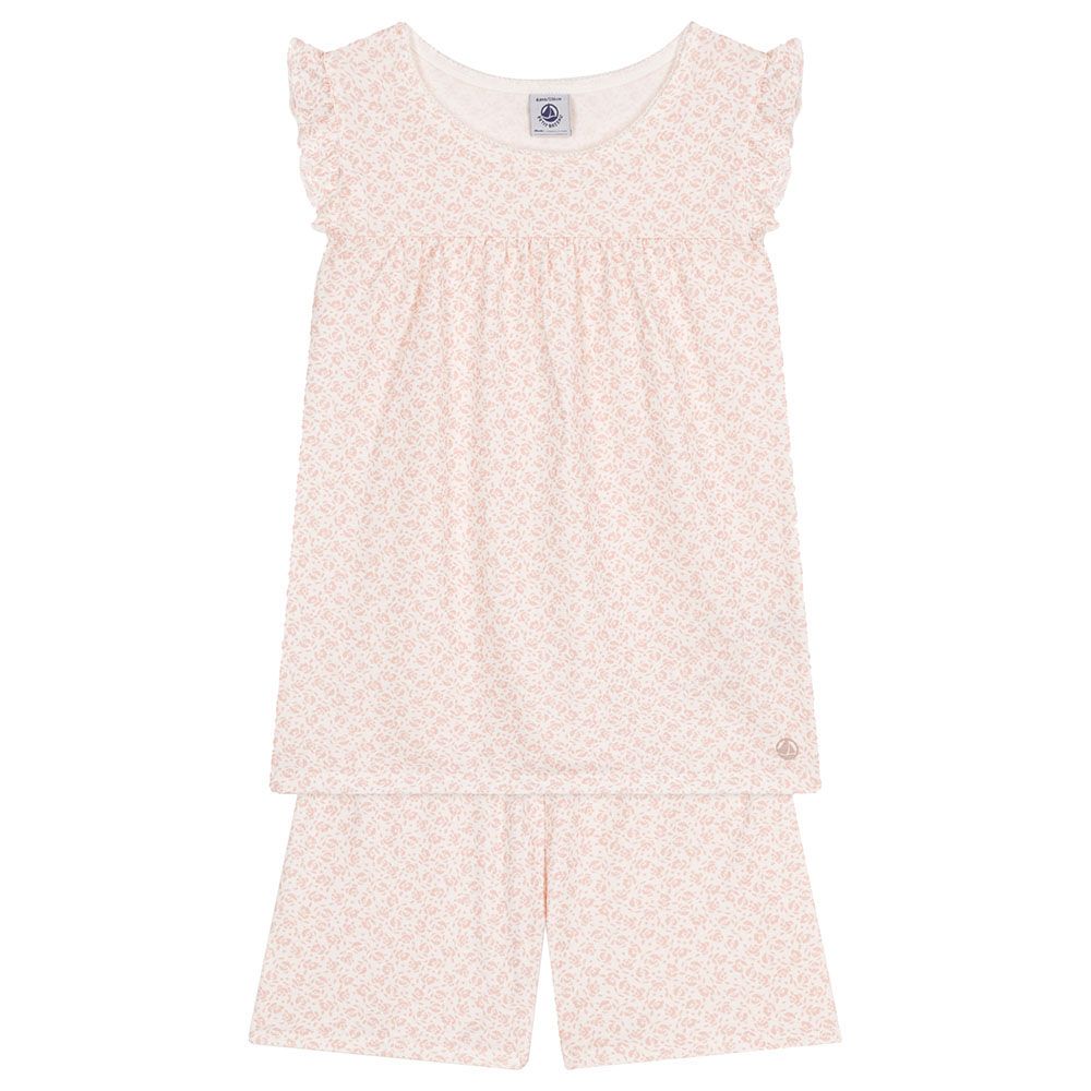 Petit Bateau - 2pc-Set - Girl's Short Floral Print Cotton Pajama Set