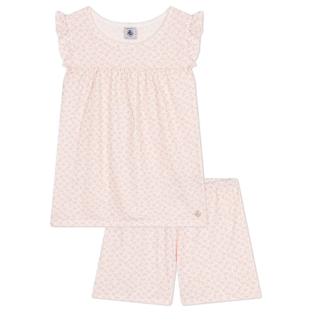 Petit Bateau - 2pc-Set - Girl's Short Floral Print Cotton Pajama Set