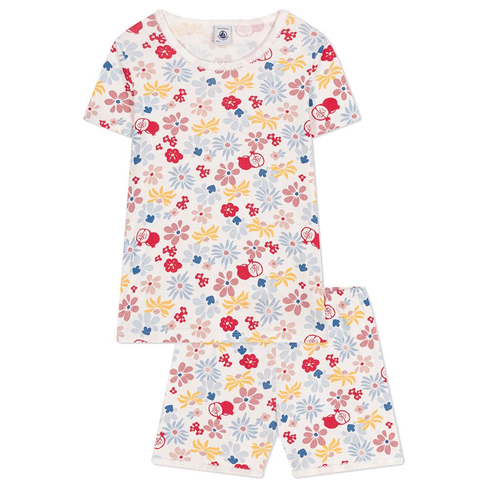 Petit Bateau - 2pc-Set - Short Floral Cotton Pyjama Set