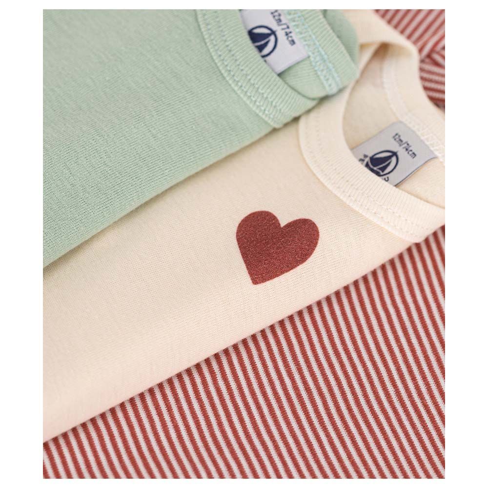 Petit Bateau - 3pc-Set - Baby's Tri-Heart Short-Sleeves Bodysuits