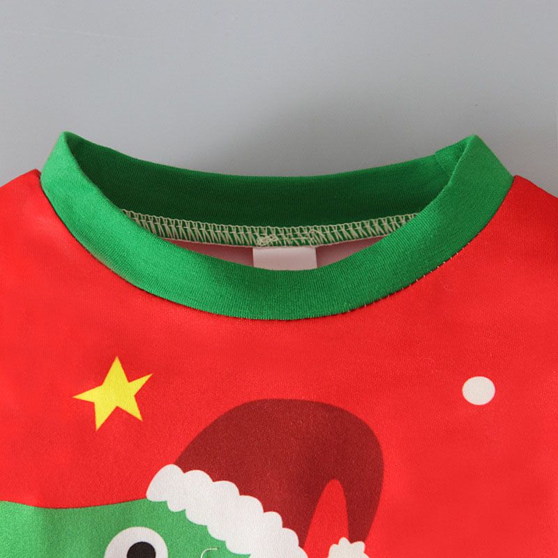 Sugar Rush - Christmas Dinosaur Printed Top & Bottom Set - Red