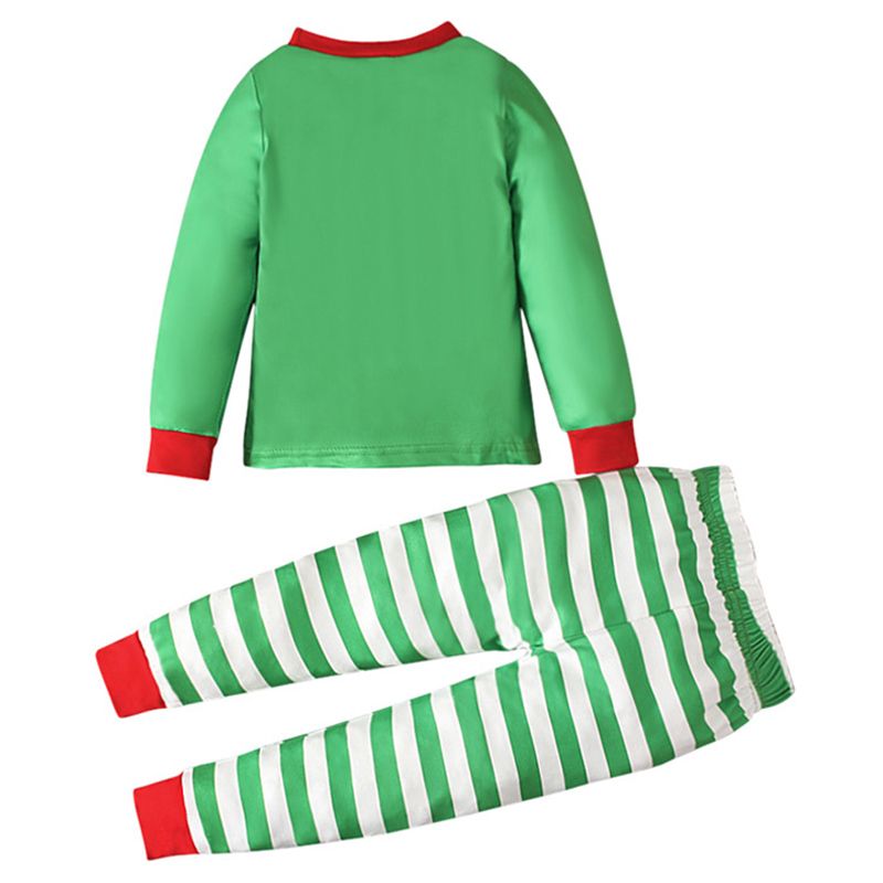 Sugar Rush - Christmas Striped Printed Top & Bottom Set - Green