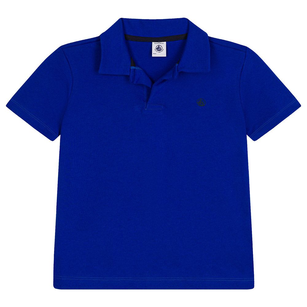 Petit Bateau - Boy's Short Sleeves Cotton Polo Shirt - Blue