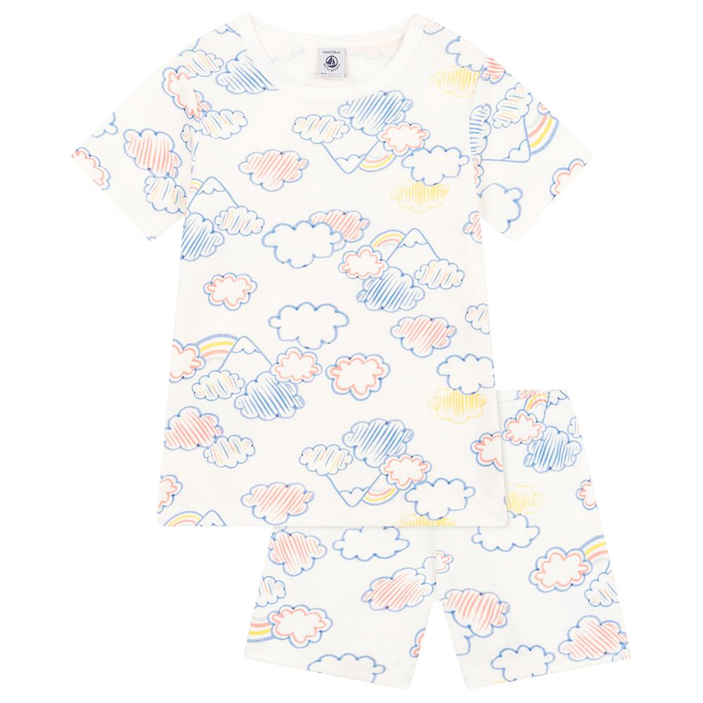 Petit Bateau - Children's Short Cotton Rainbow Print Pyjama Set