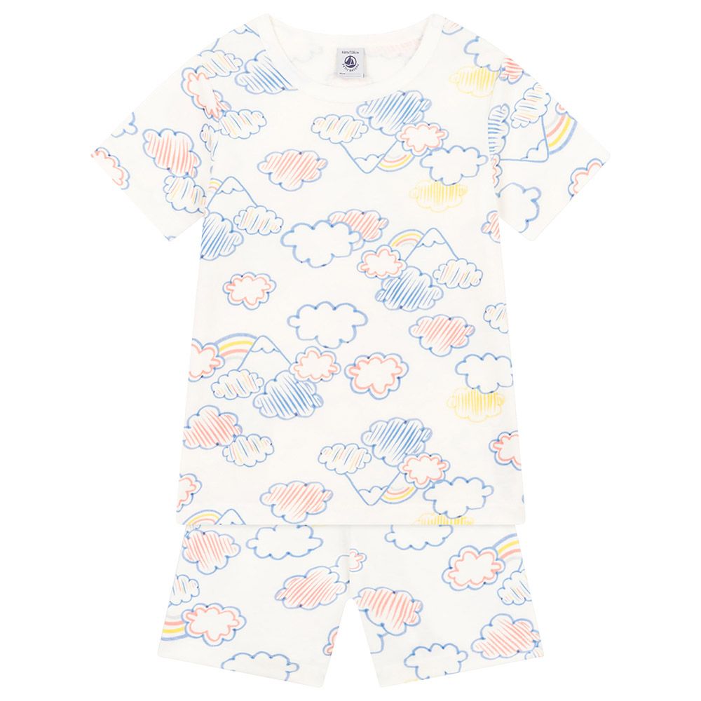 Petit Bateau - Children's Short Cotton Rainbow Print Pyjama Set