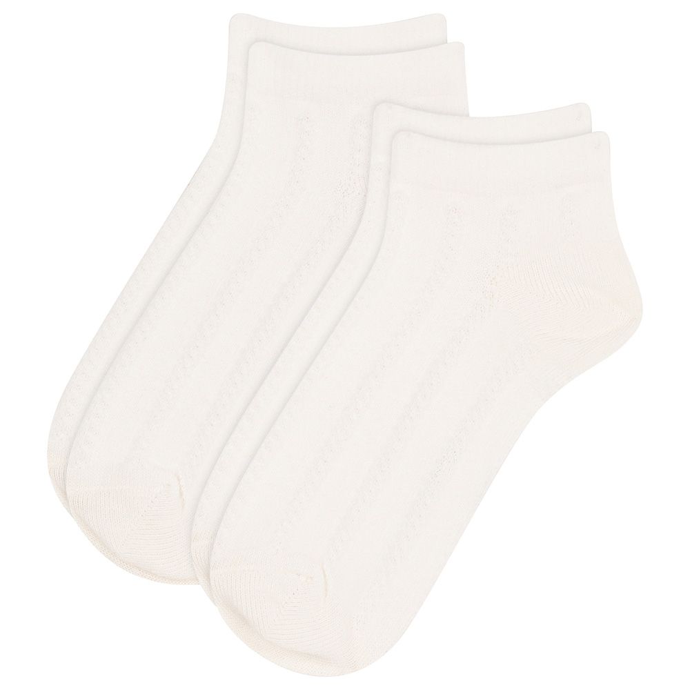 Petit Bateau - 2pc-Set - Children's Cotton Jersey Plain Socks - White