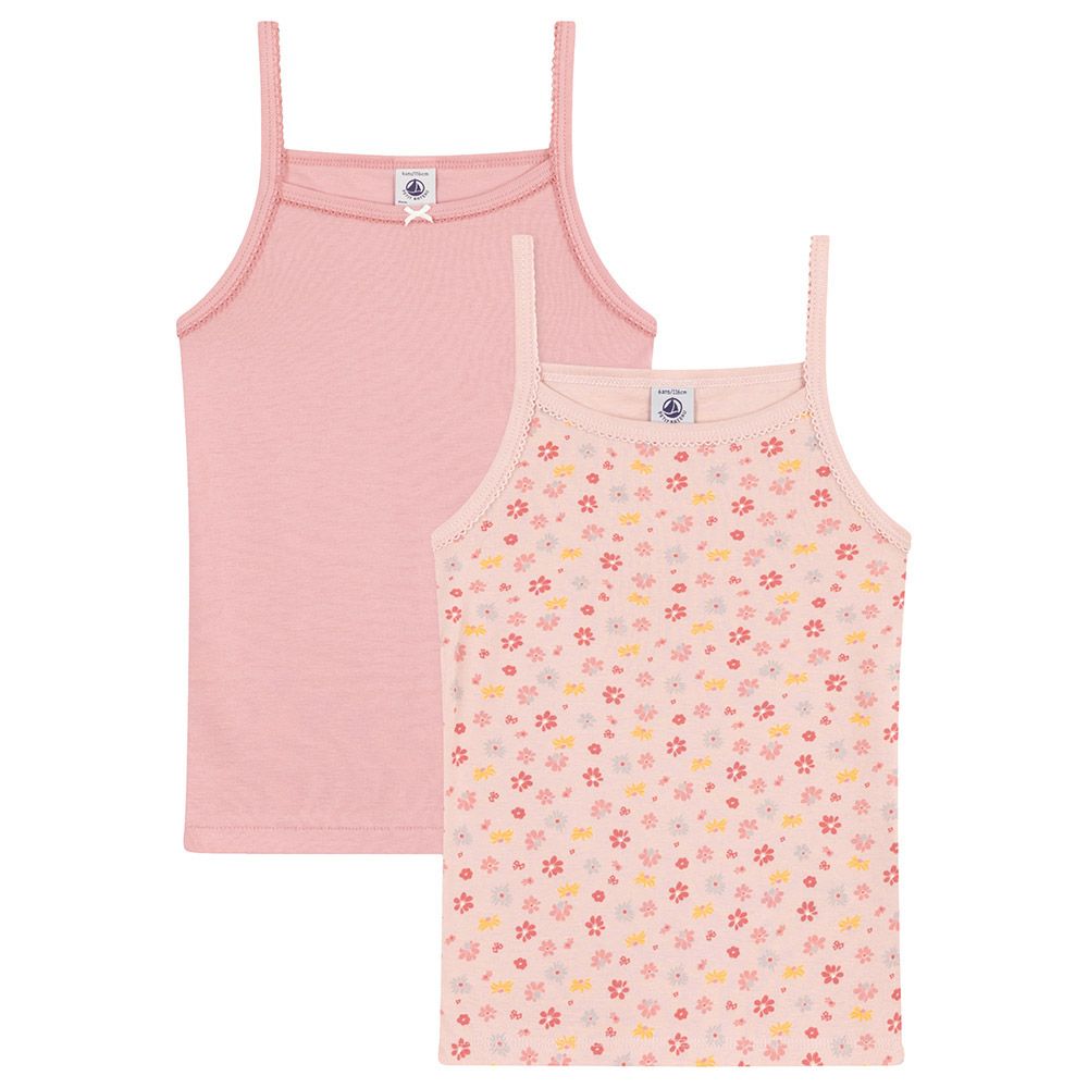 Petit Bateau - 2pc-Set - Girl's Floral Cotton Vests