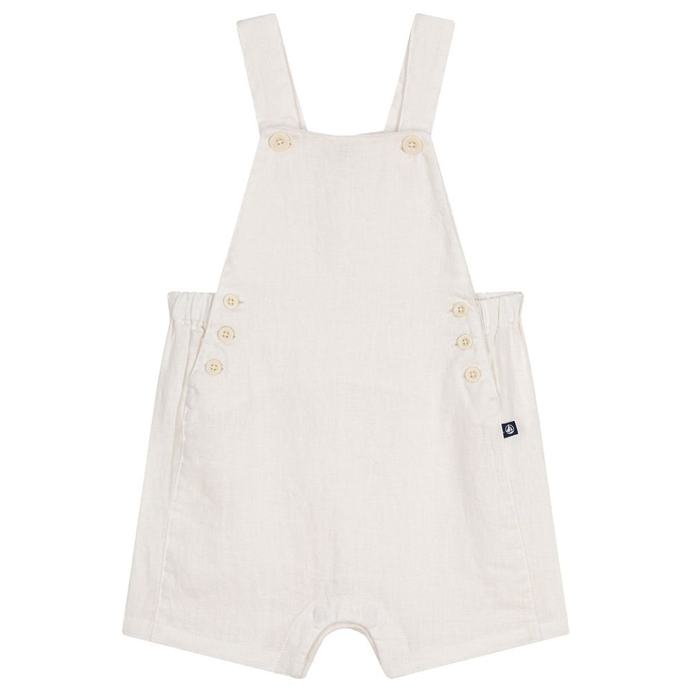 Petit Bateau - Baby's Short Linen Dungaree - White