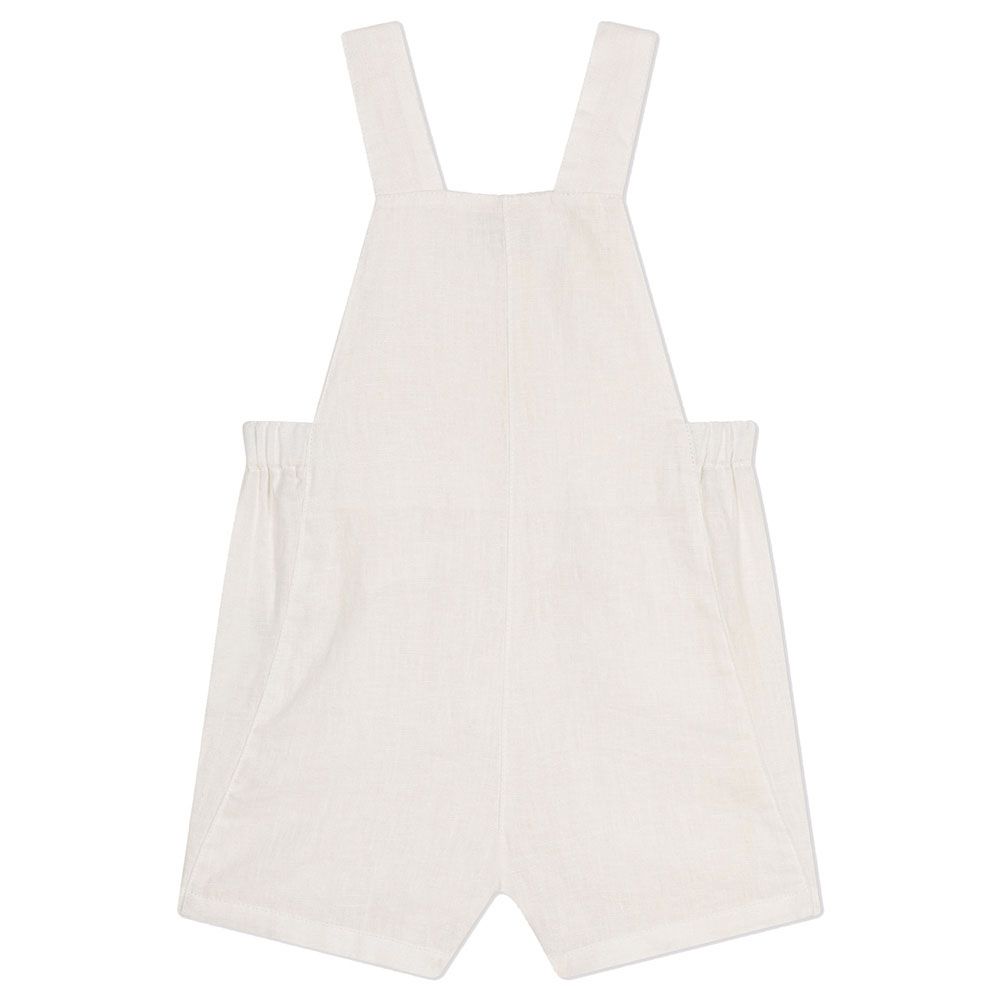 Petit Bateau - Baby's Short Linen Dungaree - White