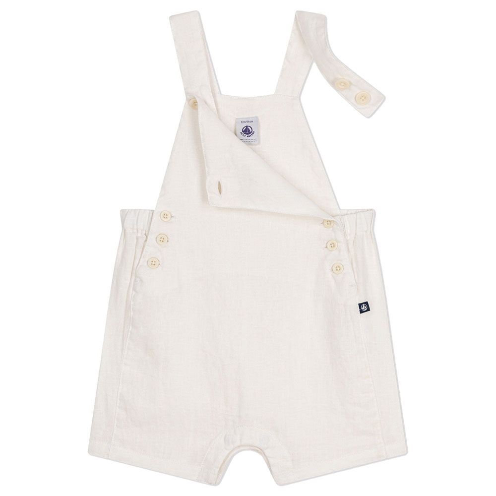 Petit Bateau - Baby's Short Linen Dungaree - White