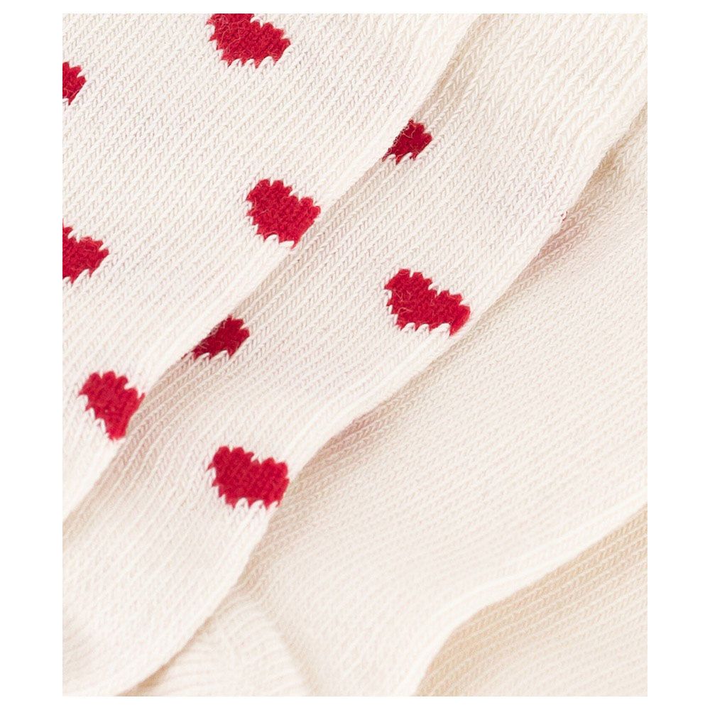 Petit Bateau - 2pc-Set - Baby's Cotton Jersey Heart Print Socks - White