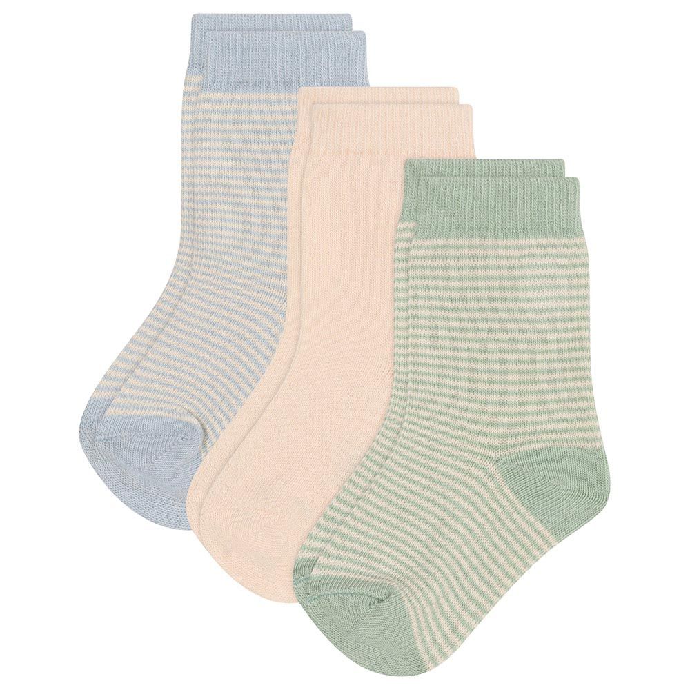 Petit Bateau - 3pc-Set - Babies' Pinstripe Cotton Socks