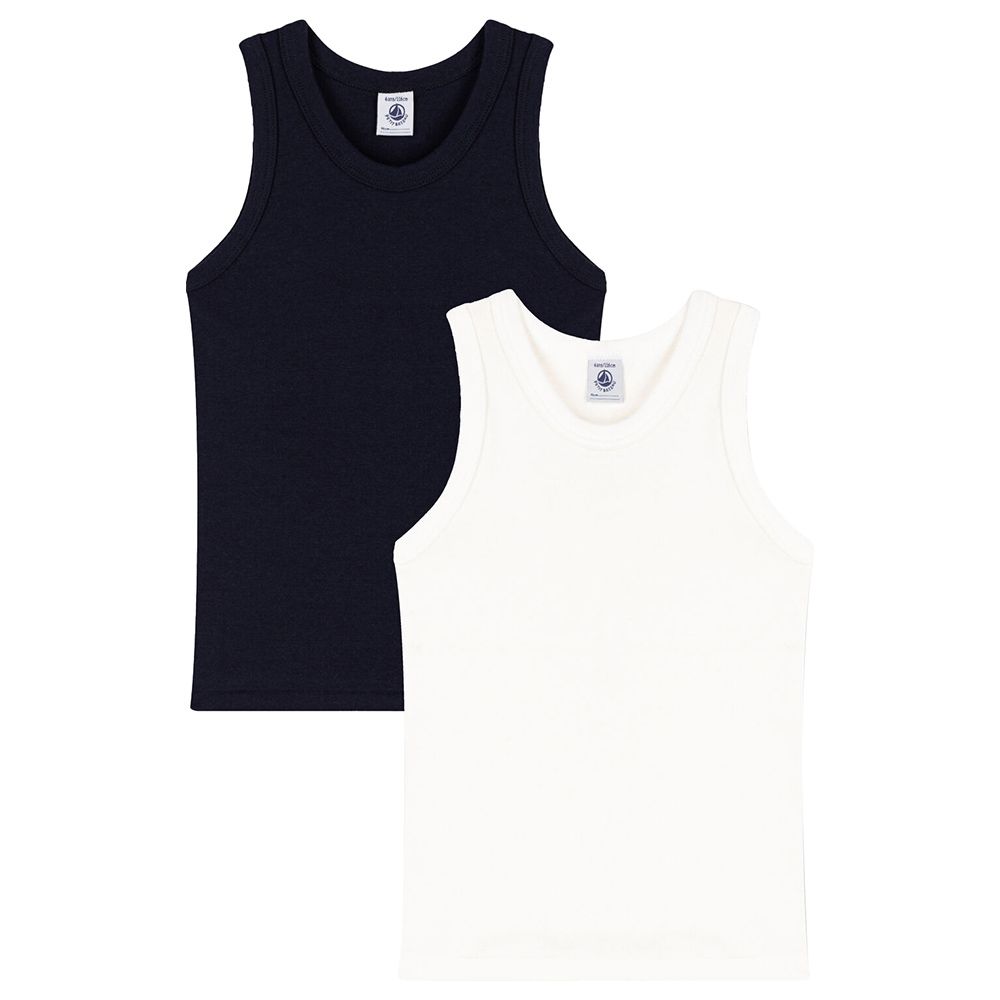 Petit Bateau - 2pc-Set - Boy's Solid Cotton Vests