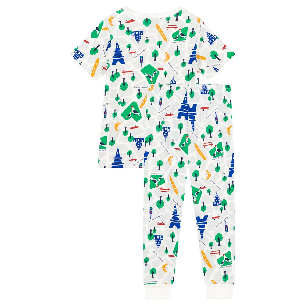 Petit Bateau - 2pc-Set - Boy's Paris Print Cotton Pajama Set