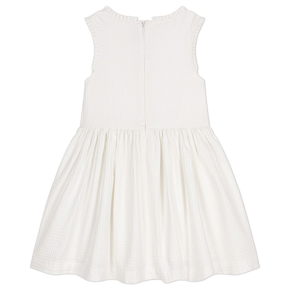 Petit Bateau - Girl's Sleeveless Fit And Flare Cotton Dress - White