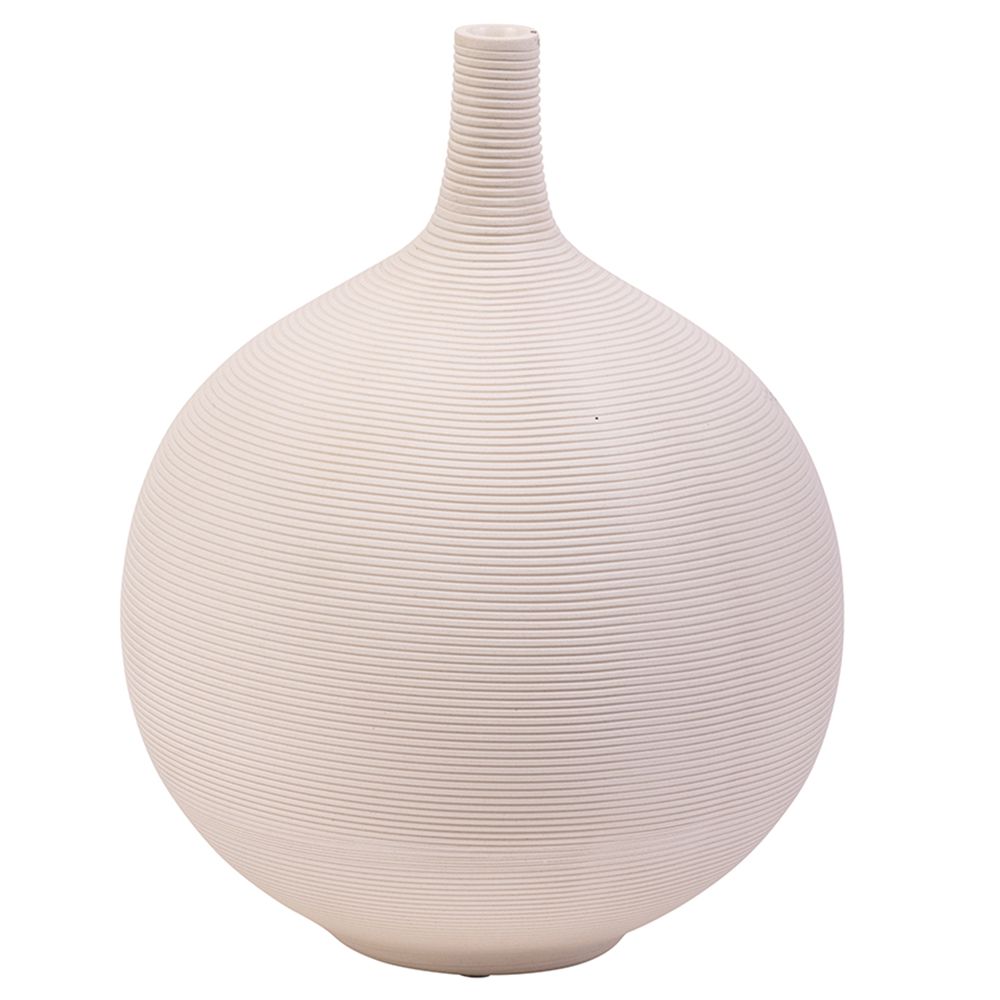 A'ish Home - Ceramic Round Wrinkle Vase - White