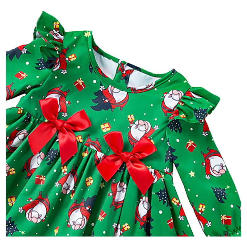 Sugar Rush - Santa Printed Christmas Romper - Green