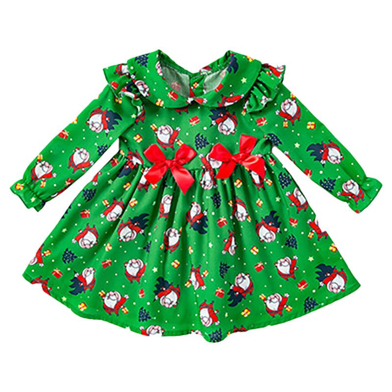 Sugar Rush - Santa Printed Christmas Fashion Dress - Green