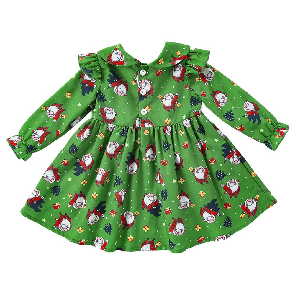 Sugar Rush - Santa Printed Christmas Fashion Dress - Green