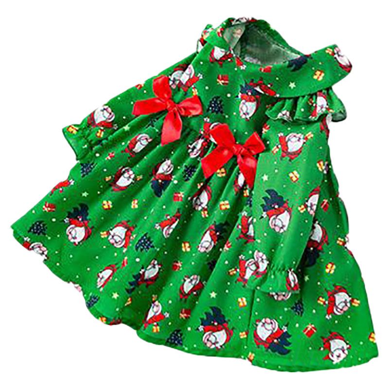 Sugar Rush - Santa Printed Christmas Fashion Dress - Green