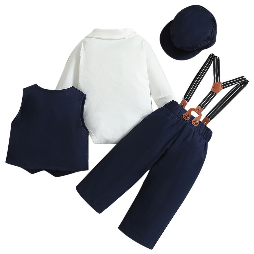 Sugar Rush - 2pc-Set - Solid Bodysuit, Waistcoat & Pants - Navy