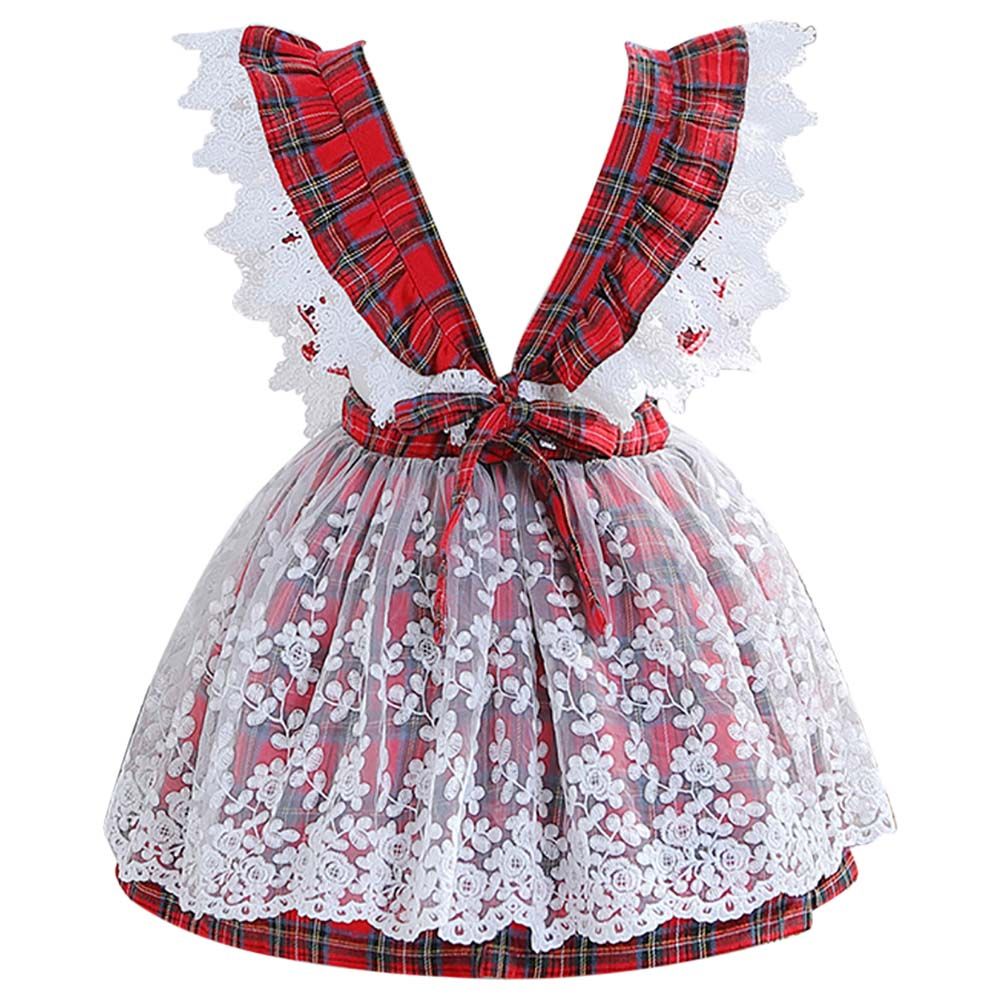 Sugar Rush - Christmas Appliqued Regular Fashion Dress - Red