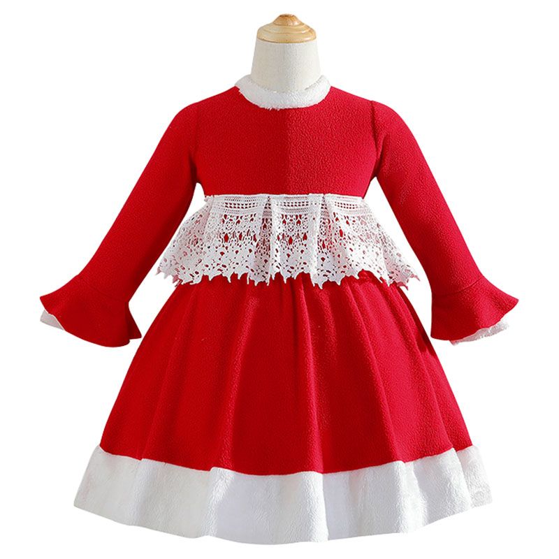 Sugar Rush - Appliqued Lace Christmas Fashion Dress - Red