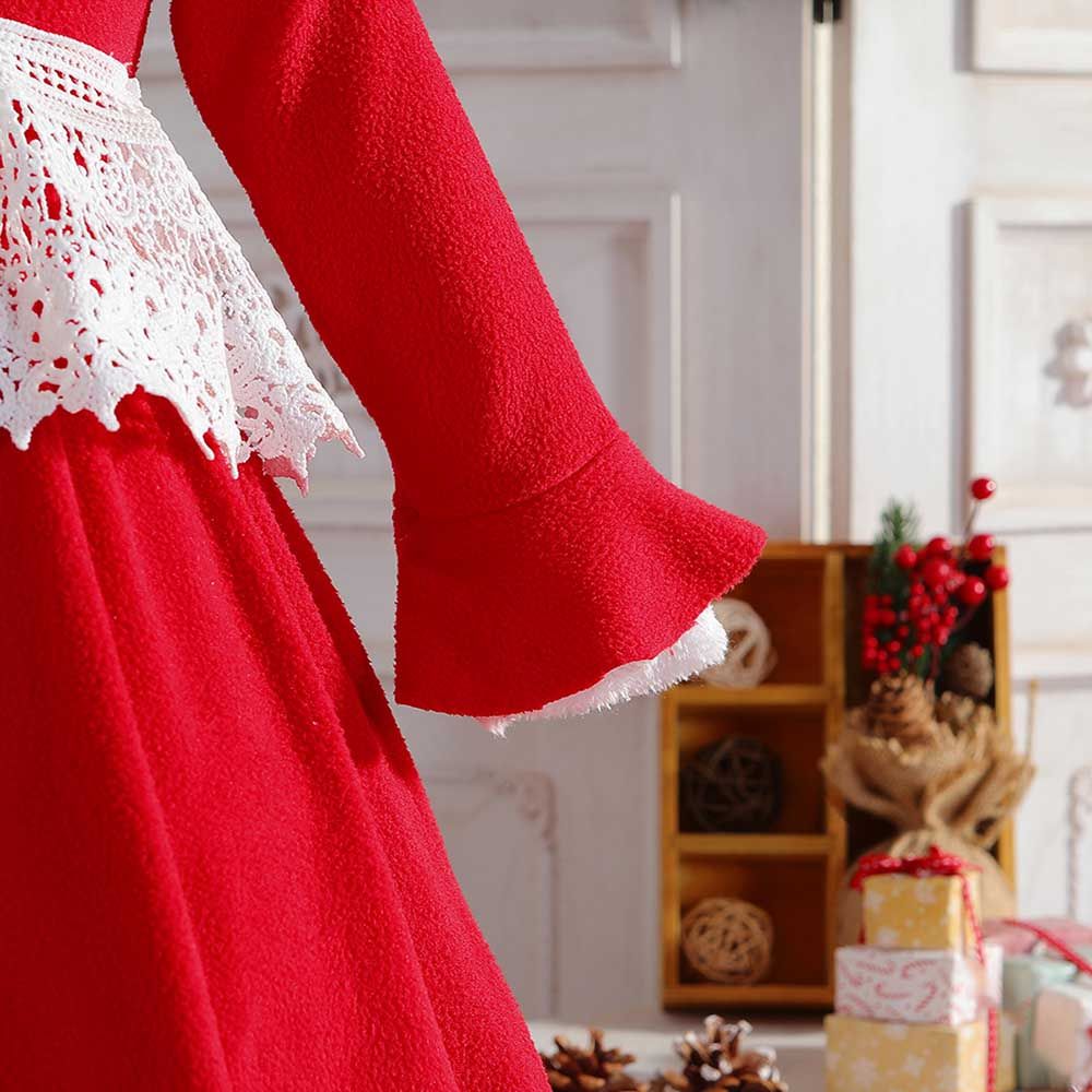 Sugar Rush - Appliqued Lace Christmas Fashion Dress - Red