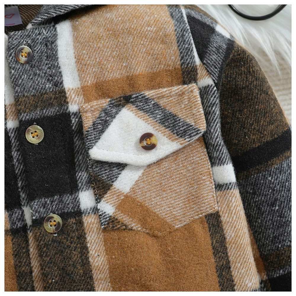 Sugar Rush - Checked Regular Hoodie Full Sleeves Jacket - Brown