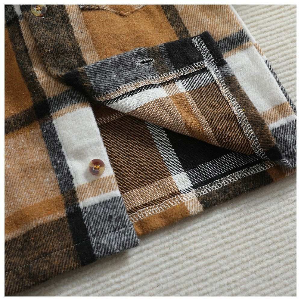 Sugar Rush - Checked Regular Hoodie Full Sleeves Jacket - Brown