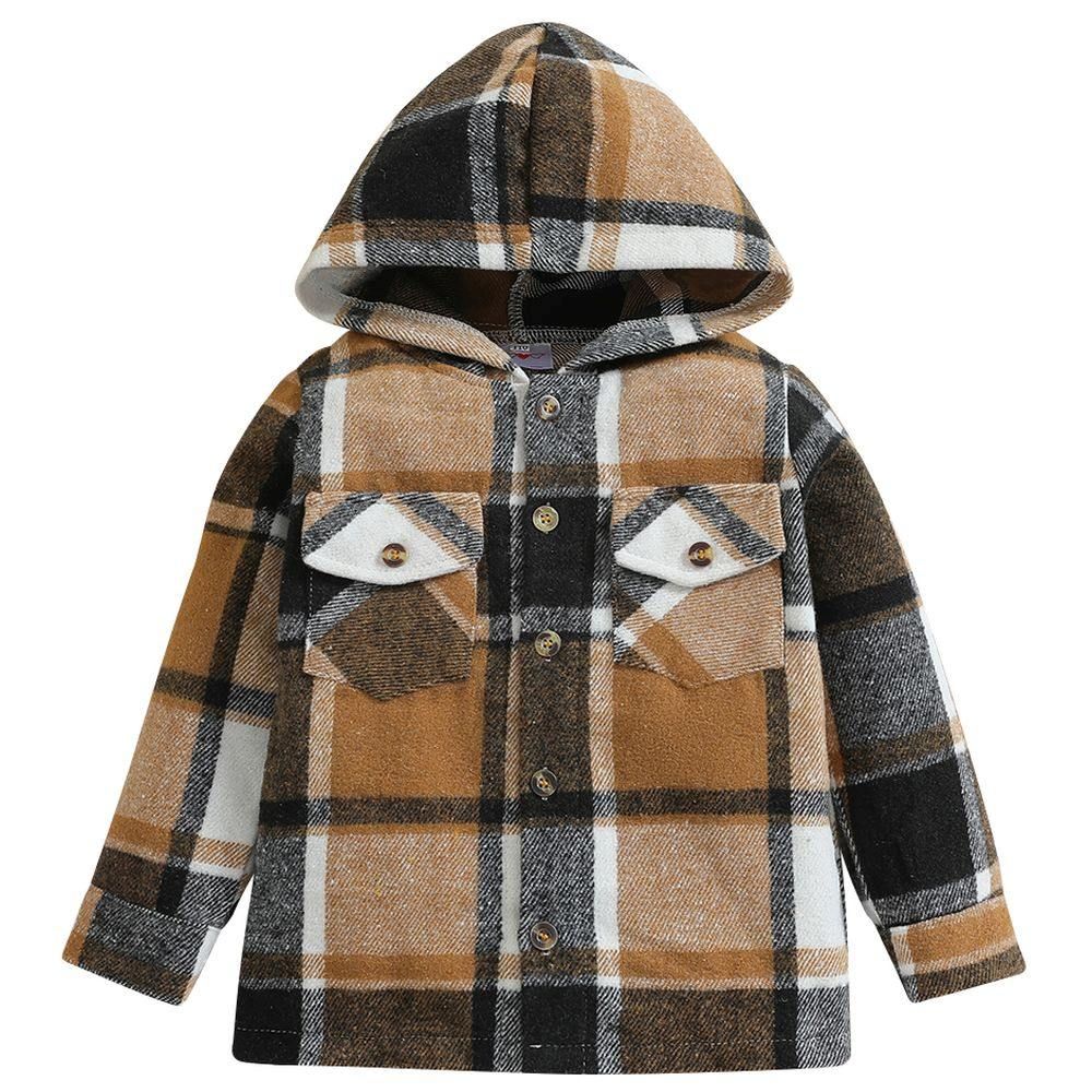 Sugar Rush - Checked Regular Hoodie Full Sleeves Jacket - Brown