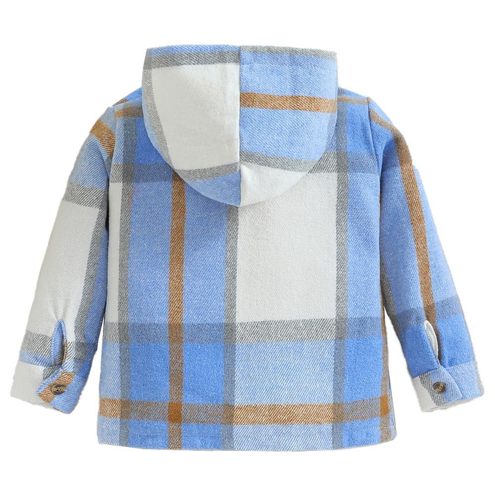 Sugar Rush - Checked Regular Hoodie Full Sleeves Jacket - Blue