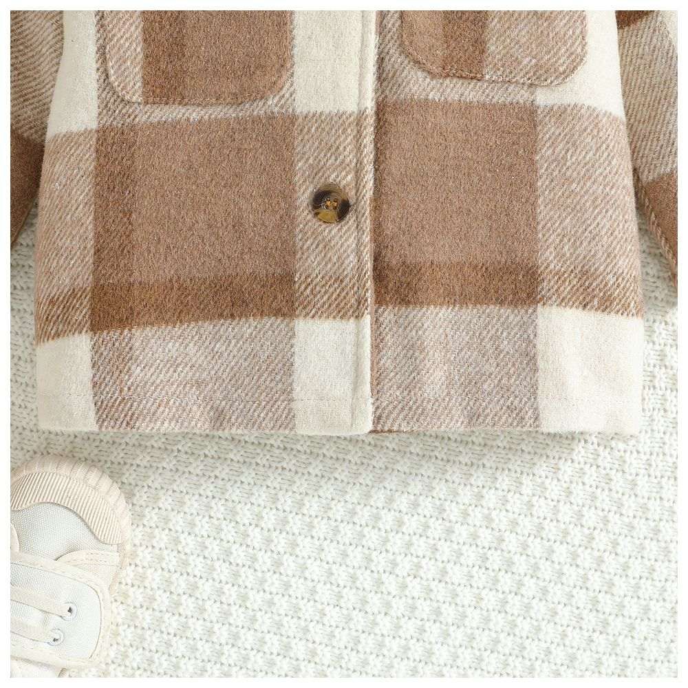 Sugar Rush - Checked Classic Full Sleeves Jacket - Khaki