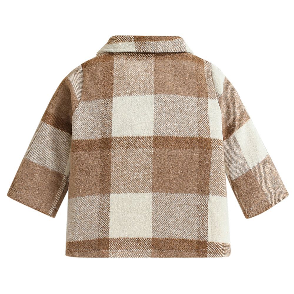 Sugar Rush - Checked Classic Full Sleeves Jacket - Khaki