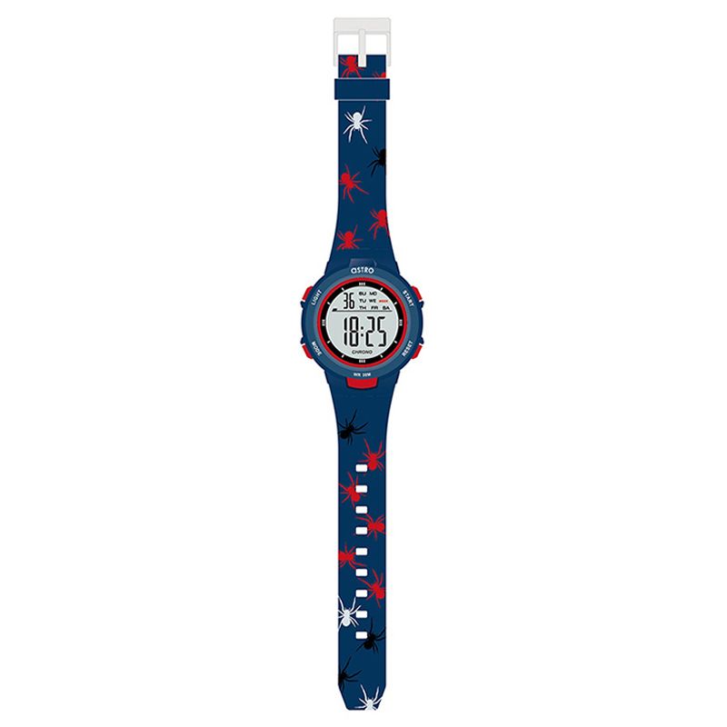 Astro - Digital Display And Polyurethane Strap Spider Print Watch - Dark Blue