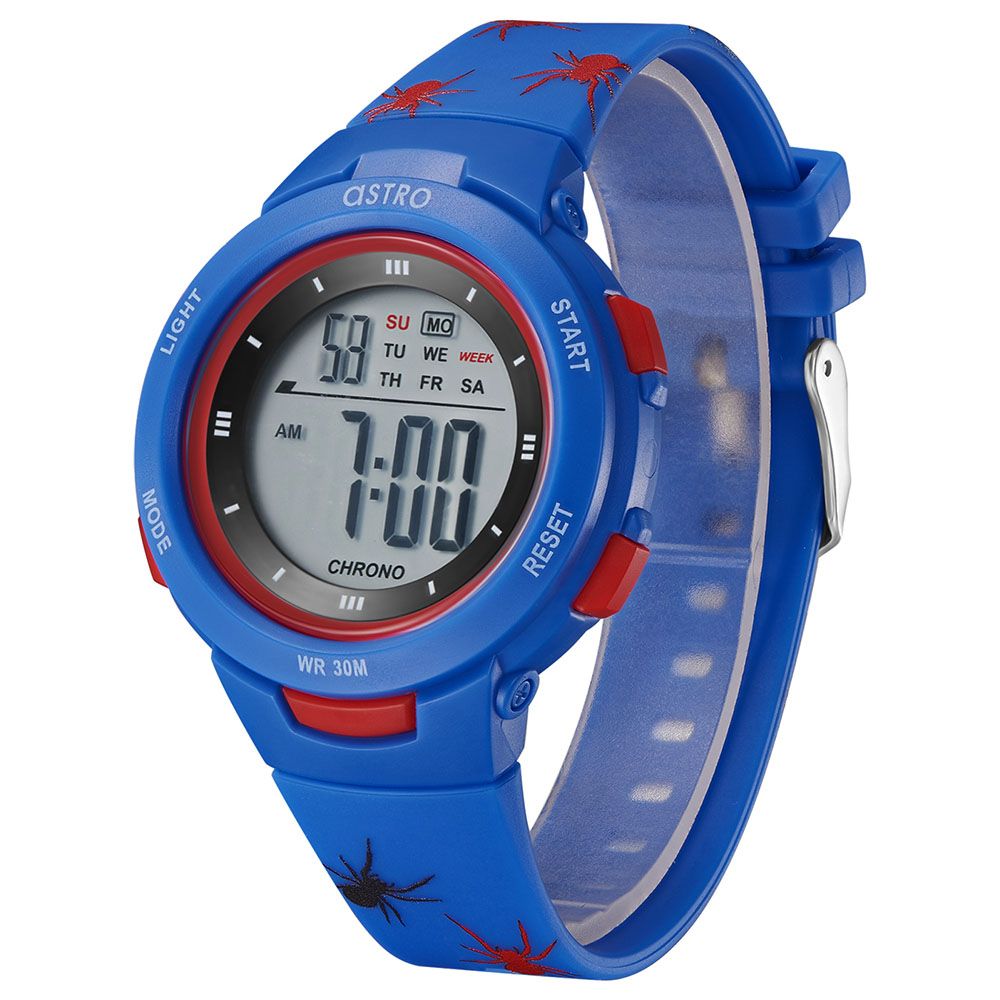 Astro - Digital Display And Polyurethane Strap Spider Print Watch - Dark Blue