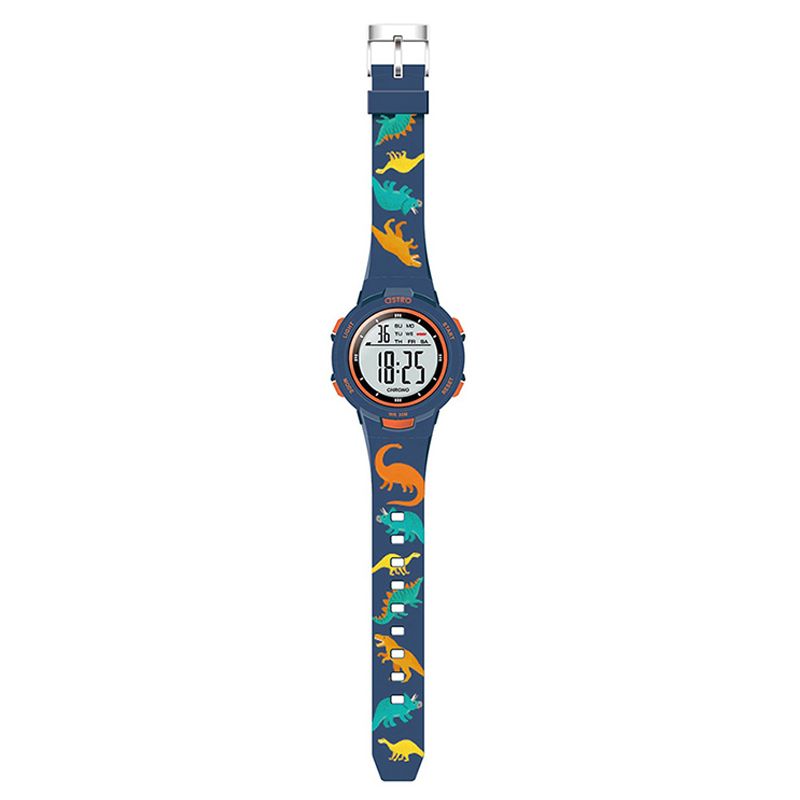 Astro - Digital Display And Polyurethane Strap Dinosaur Print Watch - Blue